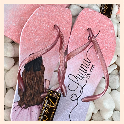 Chinelos personalizados para festa de debutantes