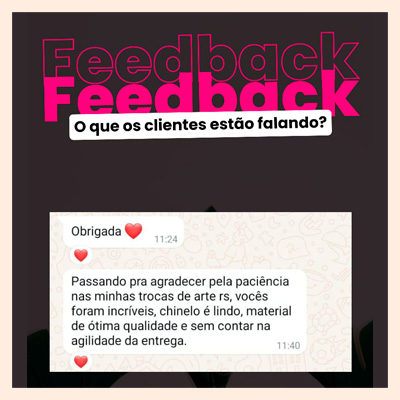 A opinião dos nossos clientes é essencial. Cada retorno nos motiva a crescer, melhorar e seguir entregando brindes que encantam em cada detalhe.