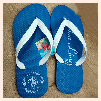 Chinelos personalizados modelo tradicional estampa em silk